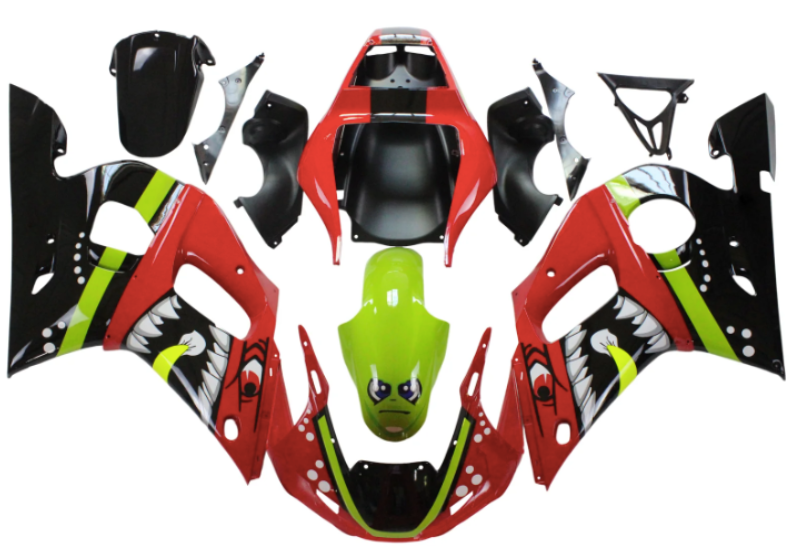 Yamaha YZF-R6 Fairings (1998-2002) Red, Black, Neon Shark at KingsMotorcycleFairings.com
