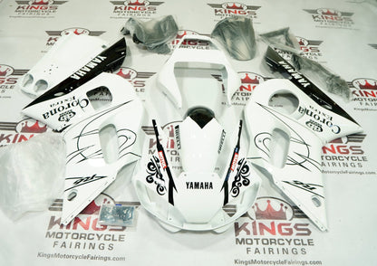 Yamaha YZF-R6 Fairings (1998-2002) White, Black Corona Tribal at KingsMotorcycleFairings.com
