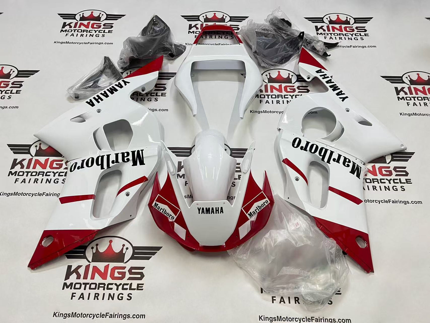 Yamaha YZF-R6 Fairings (1998-2002) White, Red, Black Marlboro at KingsMotorcycleFairings.com