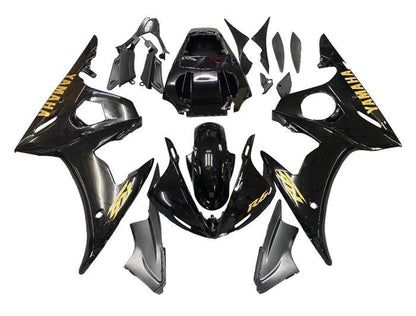 Yamaha YZF-R6 Fairings (2003-2004) Black Gloss, Gold at KingsMotorcycleFairings.com