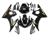 Yamaha R6 Fairings (2003-2004) Black Gloss, Gold at KingsMotorcycleFairings.com