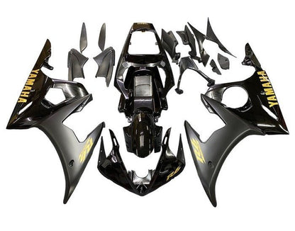 Yamaha R6 Fairings (2003-2004) Black, Matte Black, Gold at KingsMotorcycleFairings.com