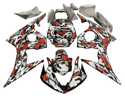 Yamaha YZF-R6 Fairings (2003-2004) Black, Red, Gray Camouflage at KingsMotorcycleFairings.com
