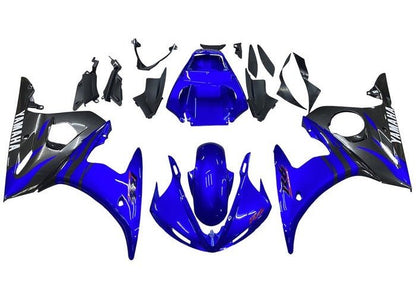 Yamaha YZF-R6 Fairings (2003-2004) Blue, Black Flames at KingsMotorcycleFairings.com