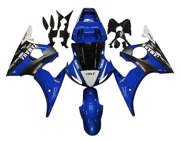 Yamaha YZF-R6 Fairings (2003-2004) Blue Gloss, Black, White at KingsMotorcycleFairings.com