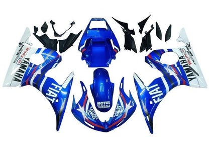 Yamaha R6 Fairings (2003-2004) Blue, White, Red, Fiat Stars at KingsMotorcycleFairings.com