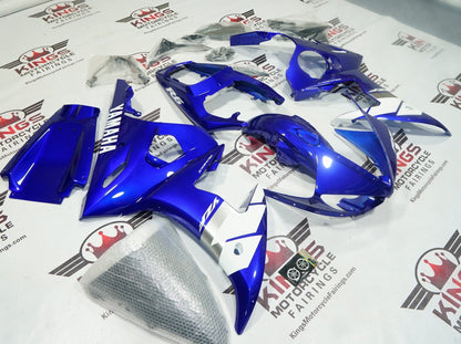 Yamaha YZF-R6 Fairings (2003-2004) Blue, White, Silver at KingsMotorcycleFairings.com