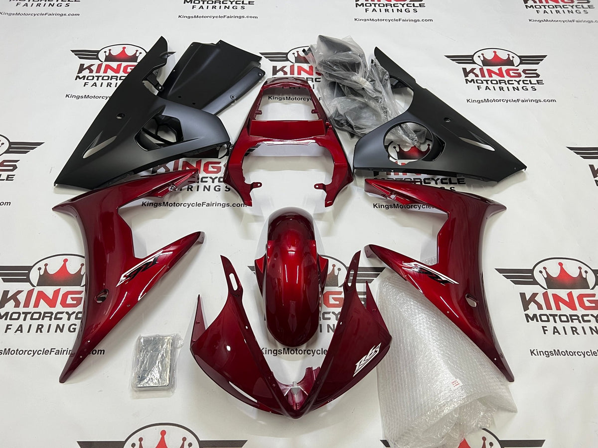 Yamaha YZF-R6 Fairings (2003-2004) Dark Red, Flat Black at KingsMotorcycleFairings.com