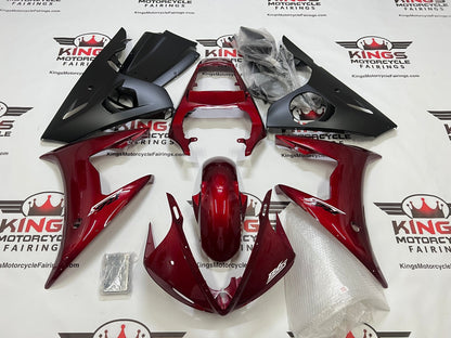 Yamaha YZF-R6 Fairings (2003-2004) Dark Red, Flat Black at KingsMotorcycleFairings.com