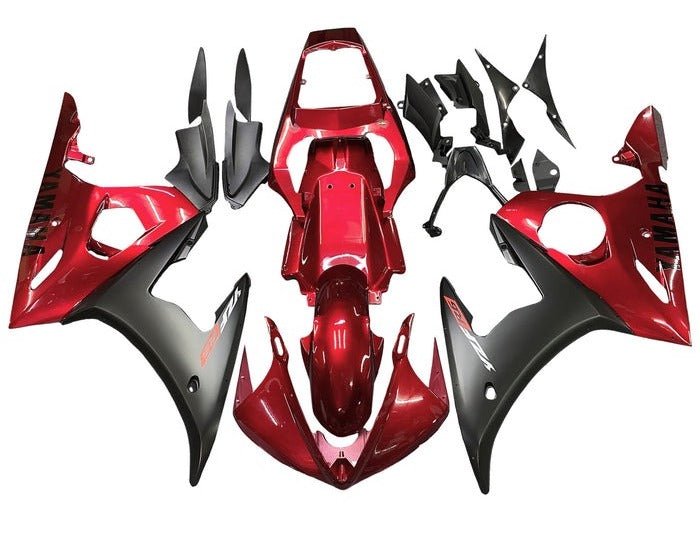Yamaha YZF-R6 Fairings (2003-2004) Dark Red, Matte Black, White at KingsMotorcycleFairings.com