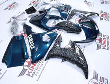 Yamaha YZF-R6 Fairings (2003-2004) Faux Forged Carbon Fiber, Teal Blue at KingsMotorcycleFairings.com