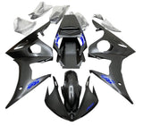 Yamaha YZF-R6 Fairings (2003-2004) Matte Black, Blue at KingsMotorcycleFairings.com