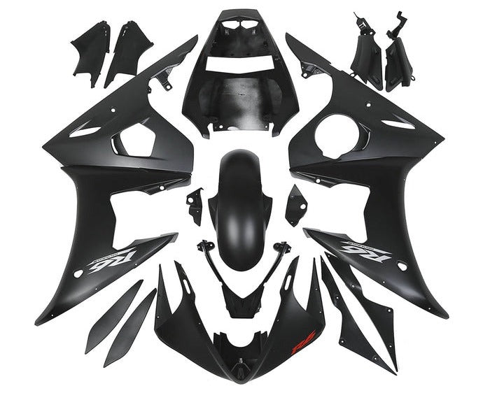 Yamaha YZF-R6 Fairings (2003-2004) Matte Black, White, Red at KingsMotorcycleFairings.com