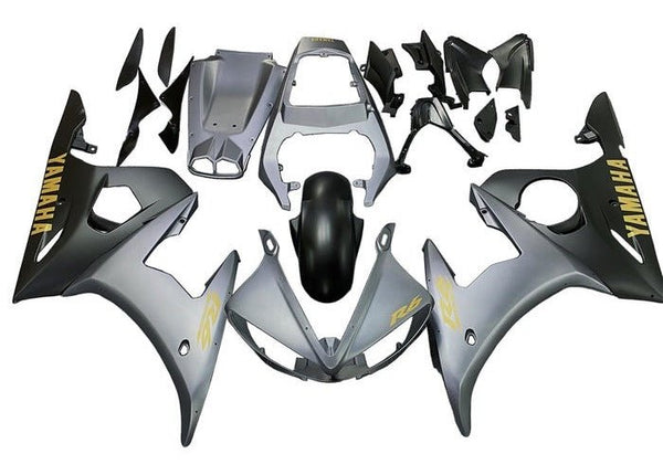 Yamaha YZF-R6 Fairings (2003-2004) Matte Silver, Matte Black, Gold at KingsMotorcycleFairings.com