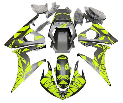 Yamaha R6 Fairings (2003-2004) Matte Silver, Yellow, Geometric at KingsMotorcycleFairings.com