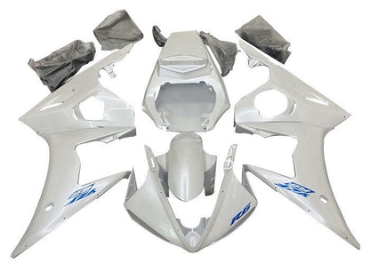 Yamaha R6 Fairings (2003-2004) Pearl White, Blue at KingsMotorcycleFairings.com