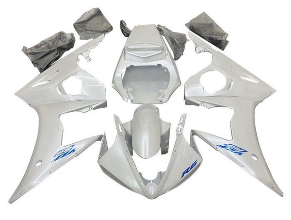 Yamaha YZF-R6 Fairings (2003-2004) Pearl White, Blue at KingsMotorcycleFairings.com