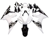 Yamaha R6 Fairings (2003-2004) White, Black Stripe at KingsMotorcycleFairings.com