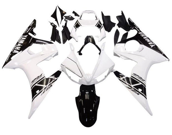 Yamaha YZF-R6 Fairings (2003-2004) White, Black Stripe at KingsMotorcycleFairings.com