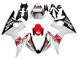 Yamaha YZF-R6 Fairings (2003-2004) White, Black, Red Stripe at KingsMotorcycleFairings.com