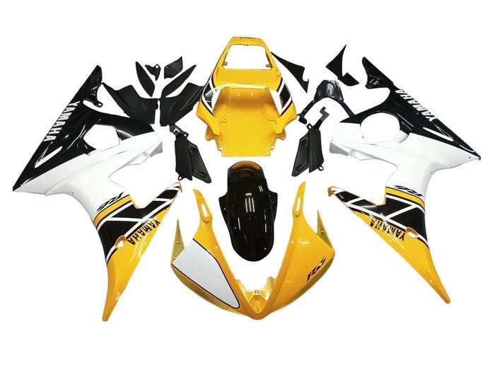 Yamaha R6 Fairings (2003-2004) Yellow, Black, White Stripe at KingsMotorcycleFairings.com