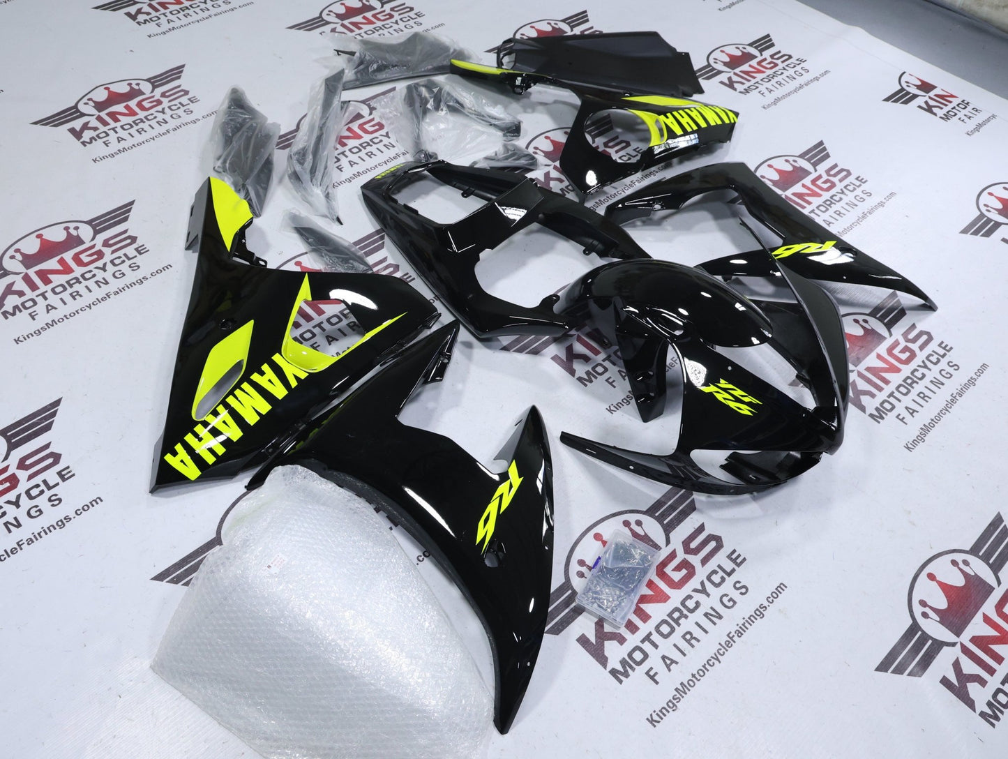 Yamaha YZF-R6 Fairings (2005) Black, Yellow at KingsMotorcycleFairings.com
