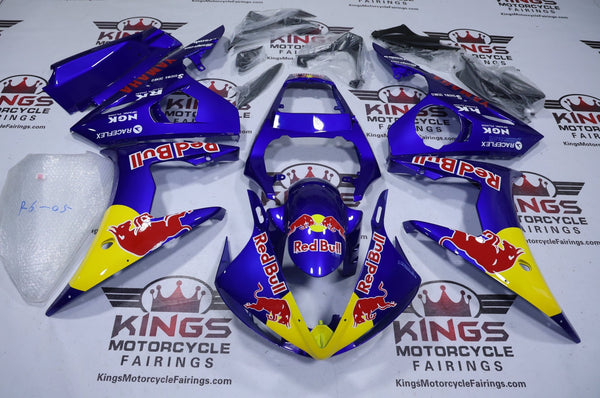 Yamaha YZF-R6 Fairings (2005) Blue, Yellow, Red Bull at KingsMotorcycleFairings.com