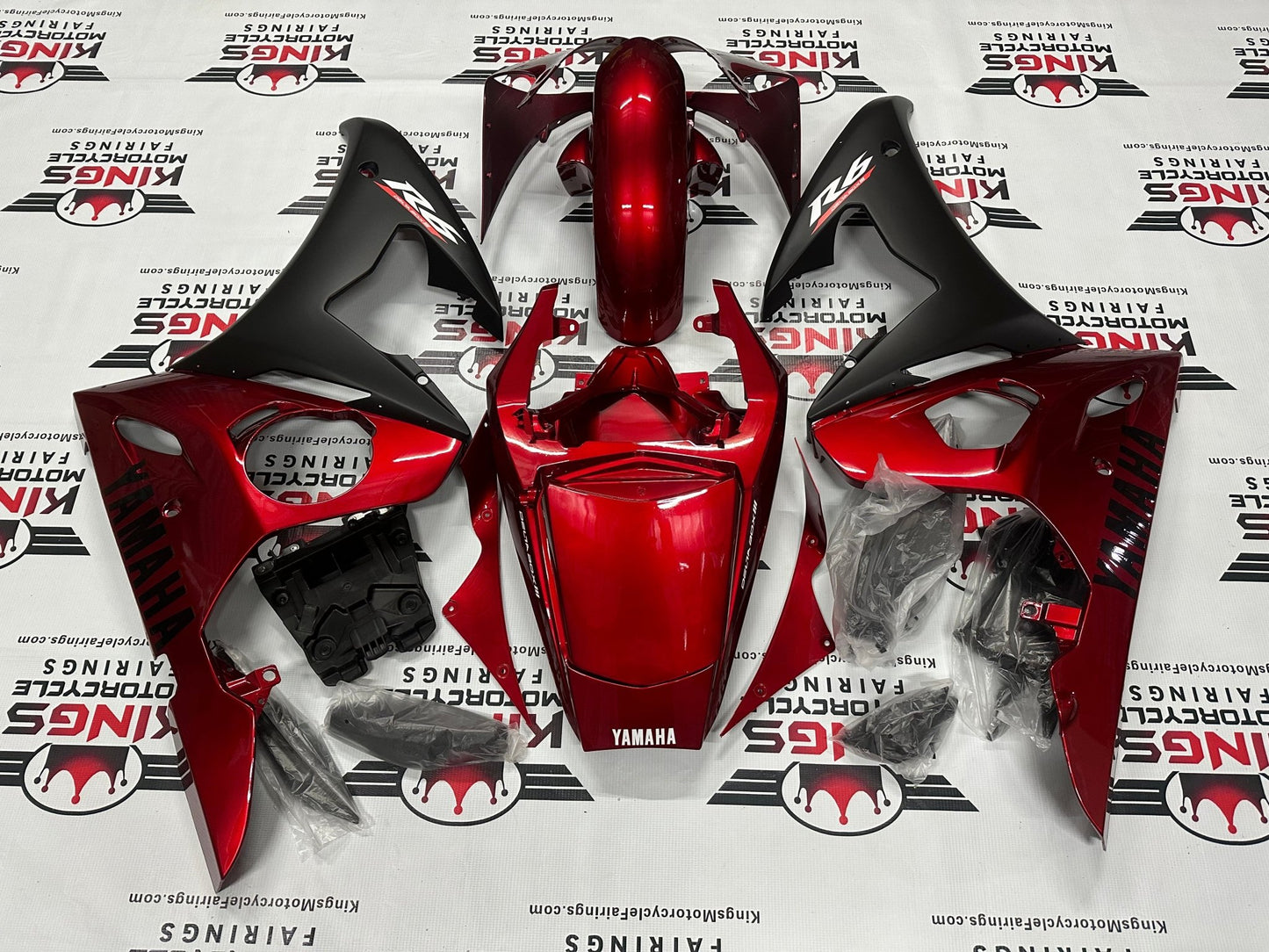 Yamaha R6 Fairings (2005) Dark Red, Matte Black at KingsMotorcycleFairings.com