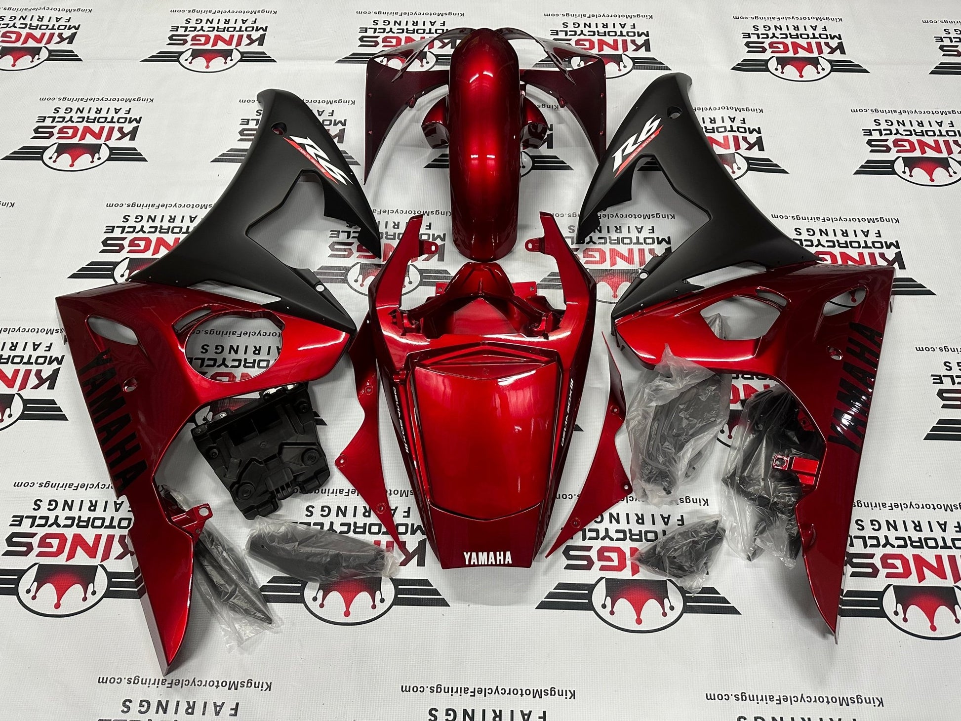 Yamaha R6 Fairings (2005) Dark Red, Matte Black at KingsMotorcycleFairings.com