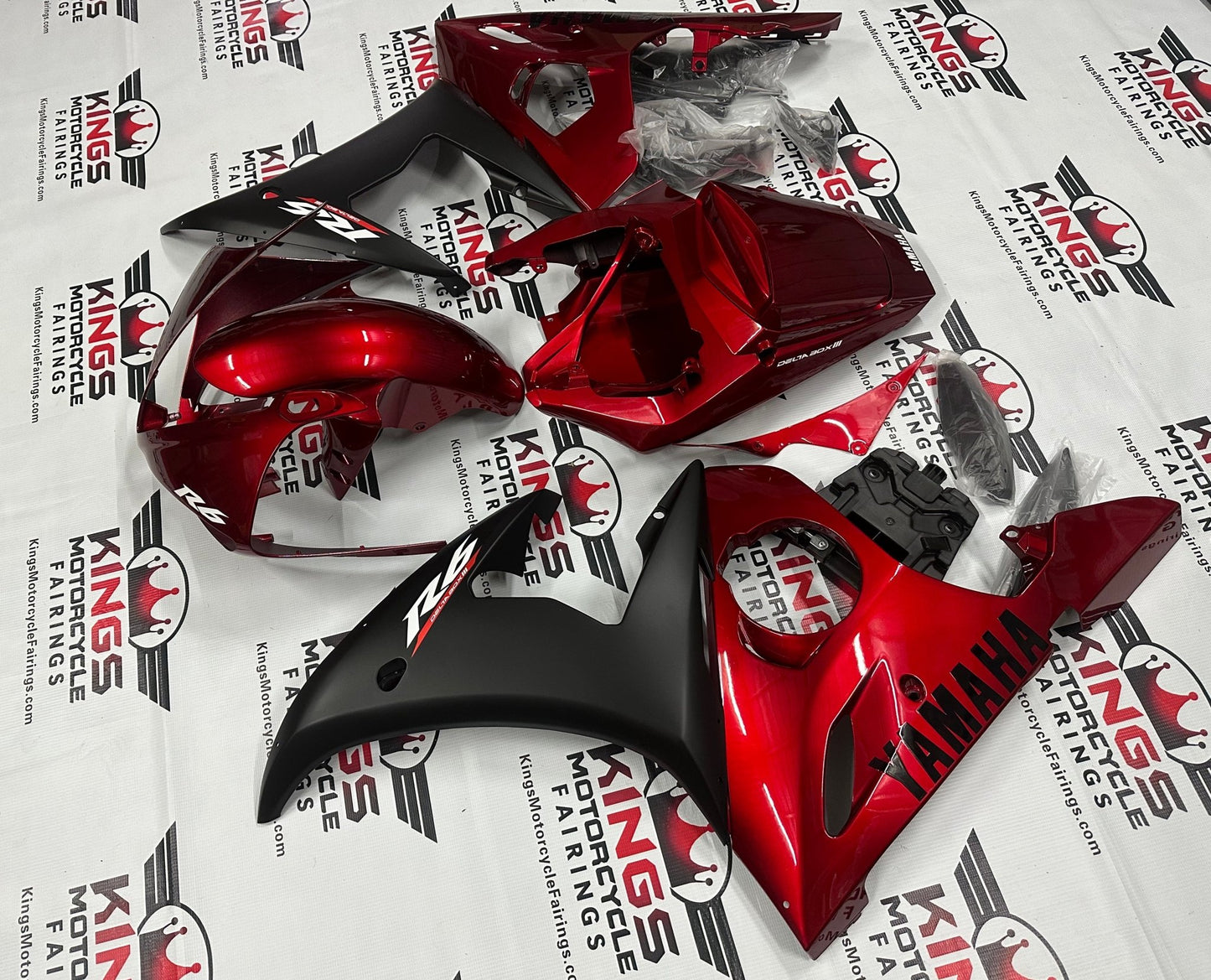 Yamaha R6 Fairings (2005) Dark Red, Matte Black at KingsMotorcycleFairings.com