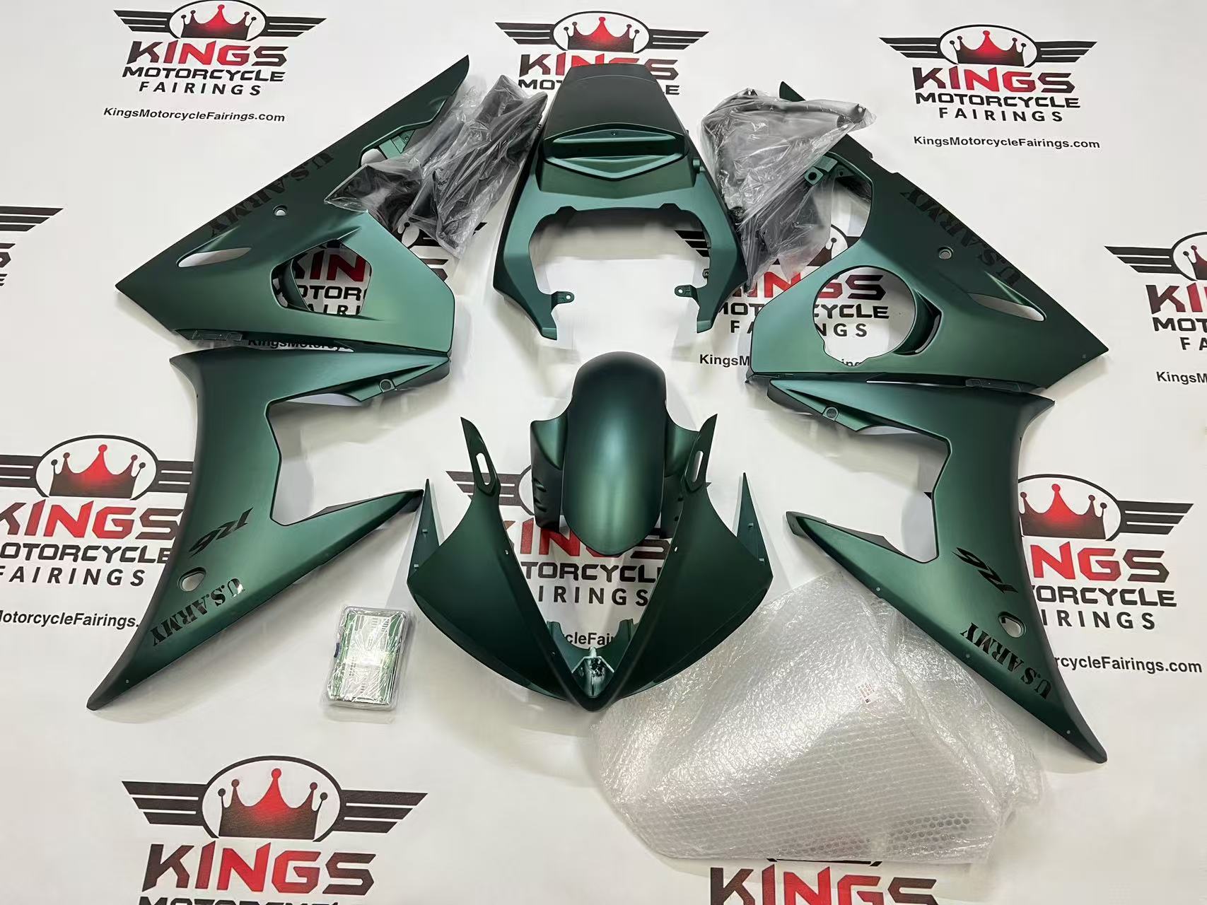 Yamaha YZF-R6 Fairings (2005) Green Matte U.S. Army at KingsMotorcycleFairings.com