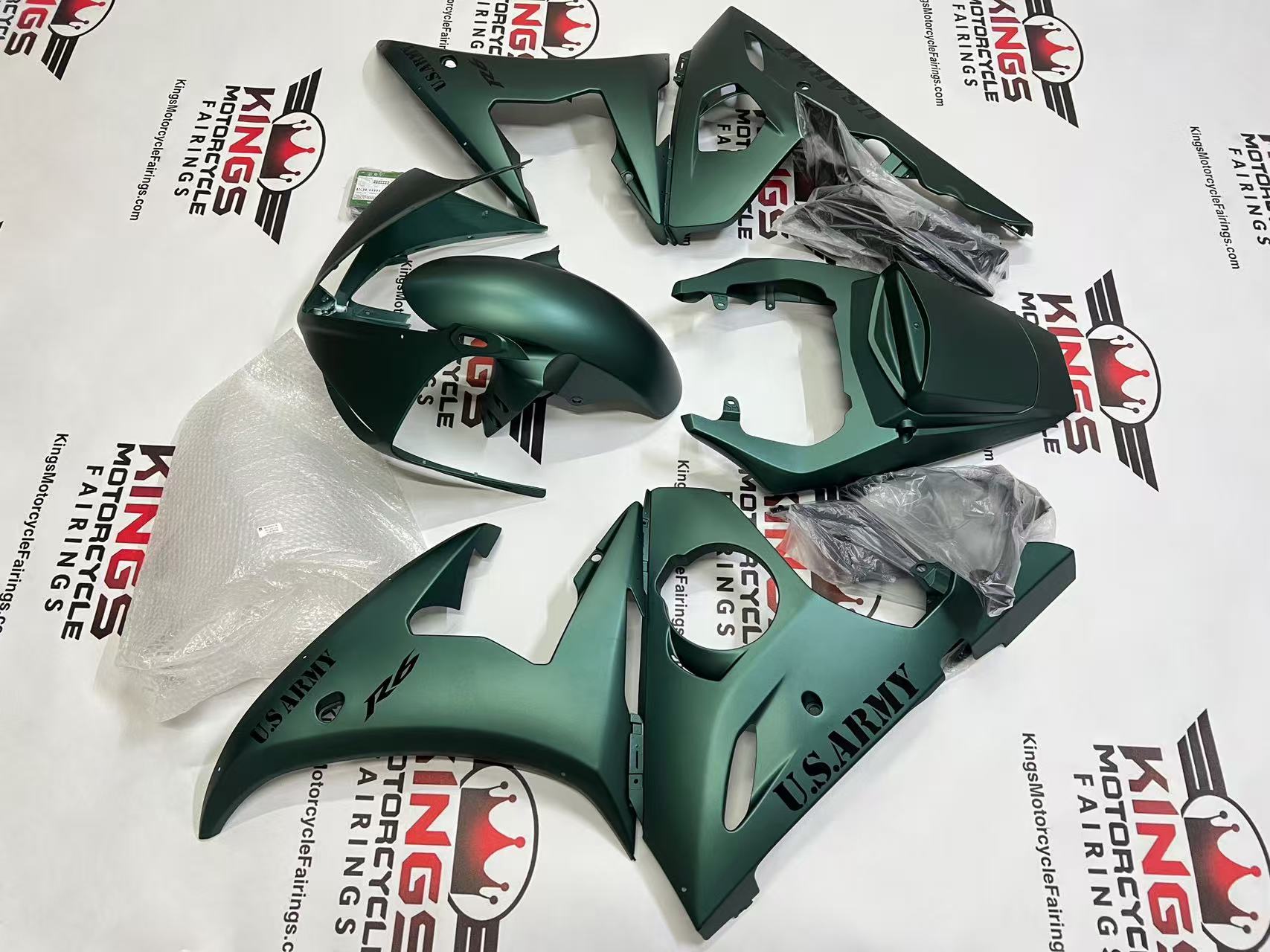 Yamaha YZF-R6 Fairings (2005) Green Matte U.S. Army from KingsMotorcycleFairings.com