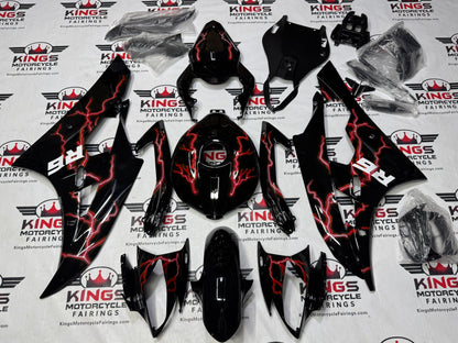 Yamaha YZF-R6 Fairings (2006-2007) Black, Red Lightning at KingsMotorcycleFairings.com
