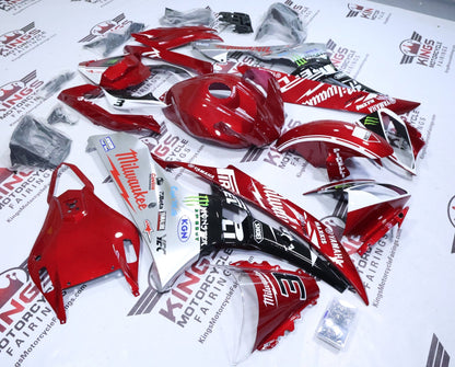 Yamaha YZF-R6 Fairings (2006-2007) Red, White Milwaukee from KingsMotorcycleFairings.com