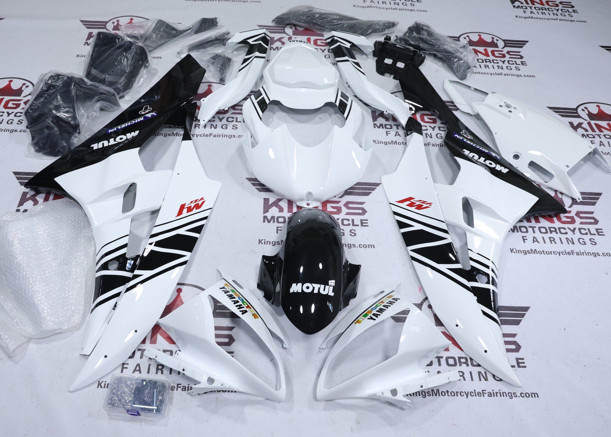 Yamaha YZF-R6 Fairings (2006-2007) White, Black, Red, M1 Motul from KingsMotorcycleFairings.com