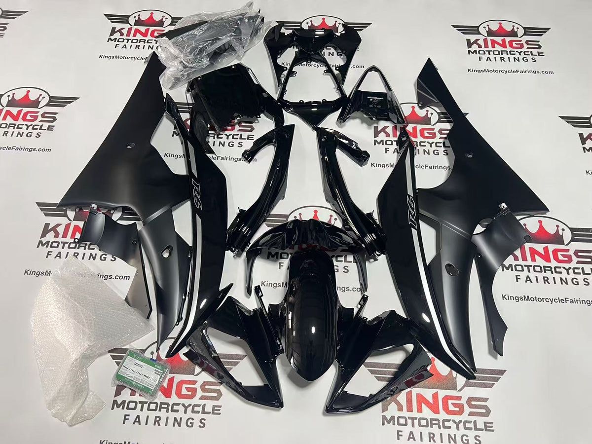 Yamaha YZF-R6 Fairings (2008-2016) Black Gloss, Matte Black Raven at KingsMotorcycleFairings.com