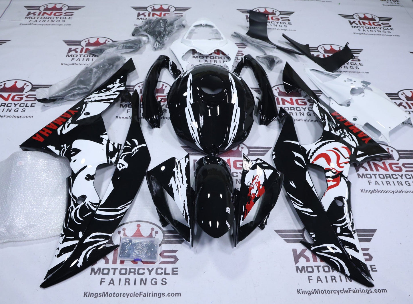 Yamaha YZF-R6 Fairings (2008-2016) Black, White, Red, Japanese Geisha from KingsMotorcycleFairings.com