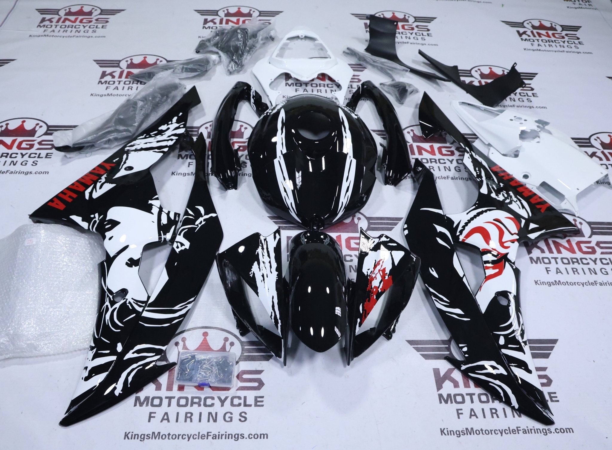 Yamaha YZF-R6 Fairings (2008-2016) Black, White, Red, Japanese Geisha from KingsMotorcycleFairings.com