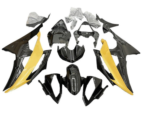 Yamaha YZF-R6 Fairings (2008-2016) Black, Yellow Gold at KingsMotorcycleFairings.com