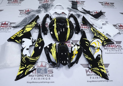 Yamaha YZF-R6 Fairings (2008-2016) Black, Yellow, White Japanese Geisha at KingsMotorcycleFairings.com