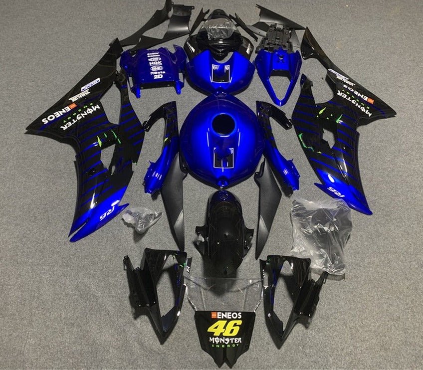 Yamaha YZF-R6 Fairings (2008-2016) Blue, Black Stripe, Eneos at KingsMotorcycleFairings.com
