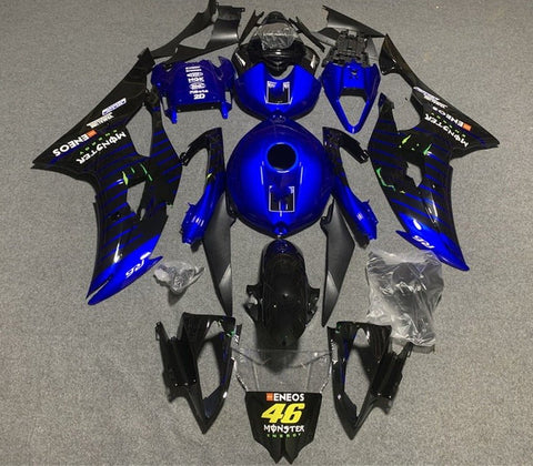 Yamaha YZF-R6 Fairings (2008-2016) Blue, Black Stripe, Eneos at KingsMotorcycleFairings.com