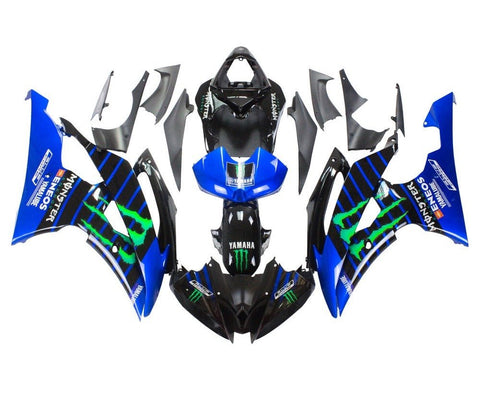 Yamaha YZF-R6 Fairings (2008-2016) Blue, Black, Stripe, Monster at KingsMotorcycleFairings.com