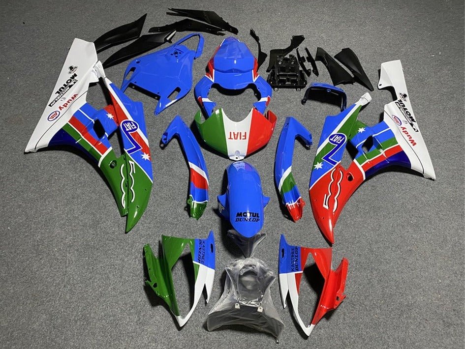 Yamaha YZF-R6 Fairings (2008-2016) Blue, Green, Red, White Fiat at KingsMotorcycleFairings.com