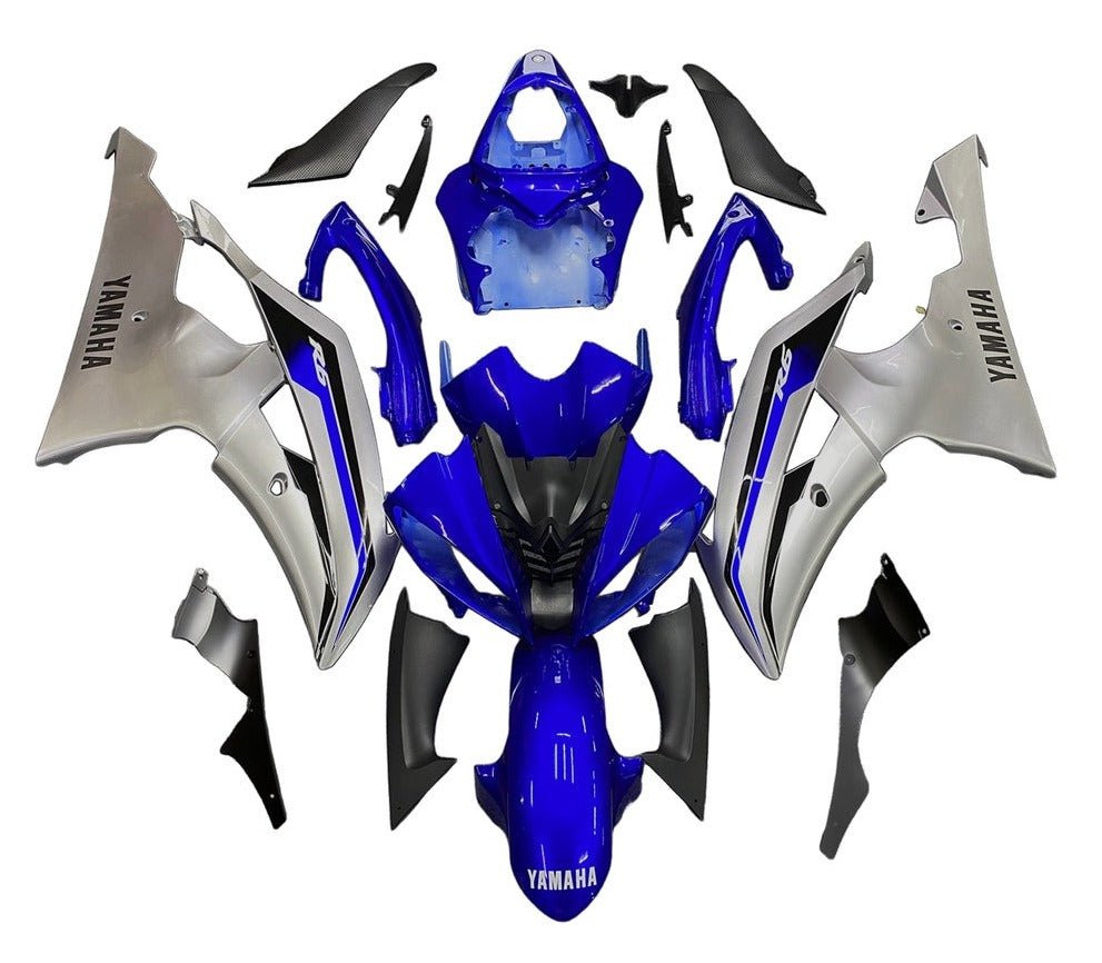 Yamaha YZF-R6 Fairings (2008-2016) Blue, Silver, Black at KingsMotorcycleFairings.com