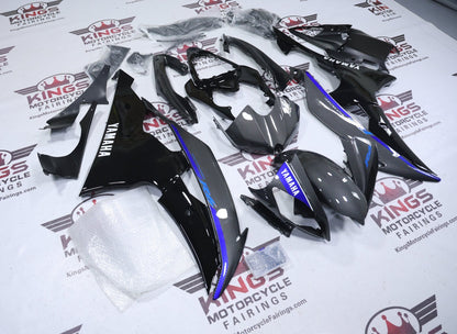 Yamaha YZF-R6 Fairings (2008-2016) Faux Carbon Fiber, Black, Blue Stripe at KingsMotorcycleFairings.com
