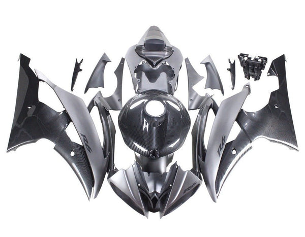 Yamaha YZF-R6 Fairings (2008-2016) Faux Carbon Fiber, Matte Silver at KingsMotorcycleFairings.com
