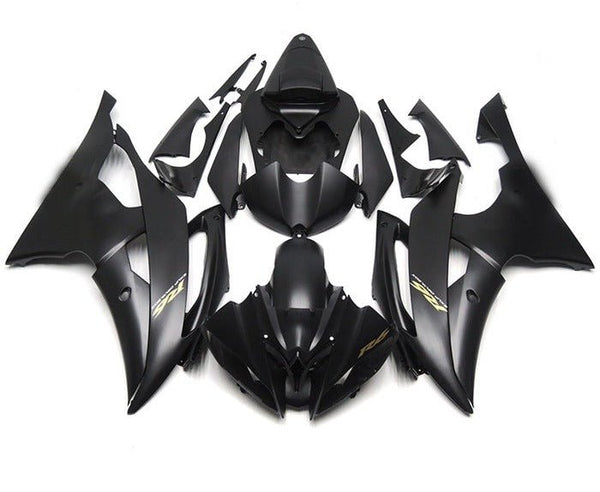 Yamaha YZF-R6 Fairings (2008-2016) Flat Black, Gold at KingsMotorcycleFairings.com