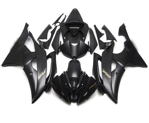 Yamaha YZF-R6 Fairings (2008-2016) Flat Black, Gold at KingsMotorcycleFairings.com