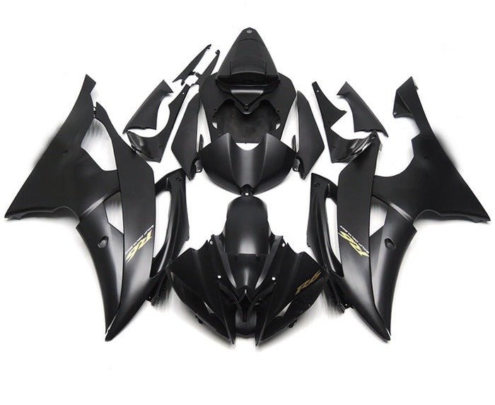 Yamaha R6 Fairings (2008-2016) Flat Black, Gold at KingsMotorcycleFairings.com